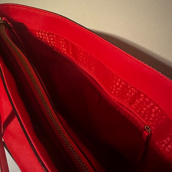 Kate Spade red orange leather travel shoulder tote - Picture 3 of 5